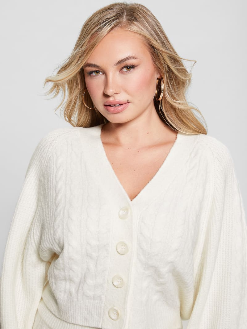 Guess Rylie Wool-Blend Cardigan - Dove White