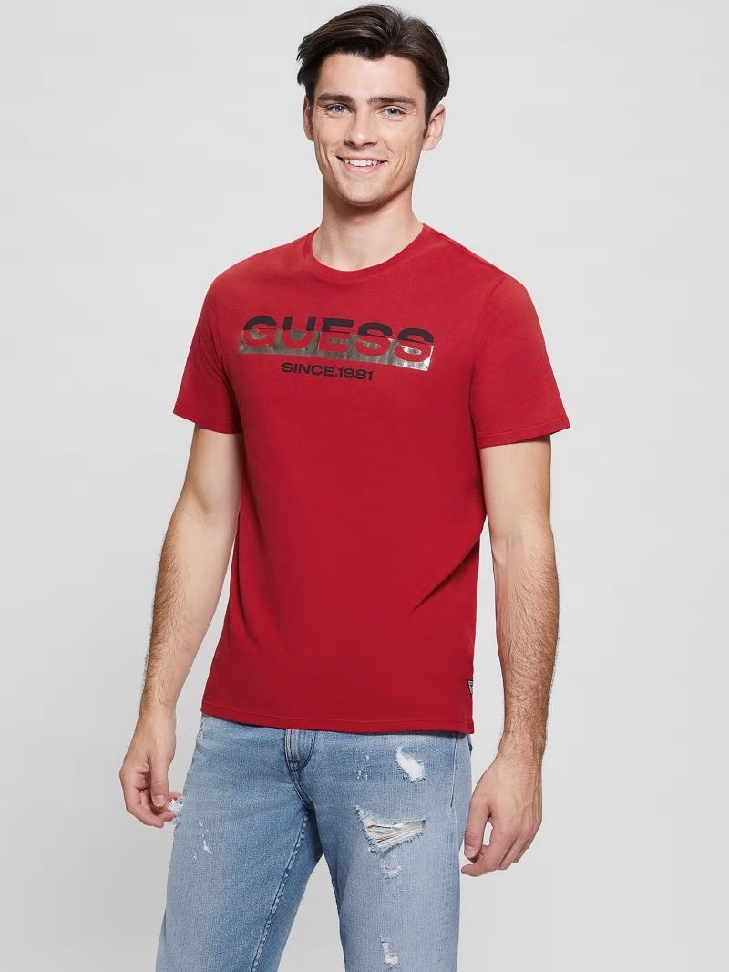 Guess Eco Metallic-Accented Tee - Chili Red Guess Eco Metallic-Accented Tee - Chili Red
