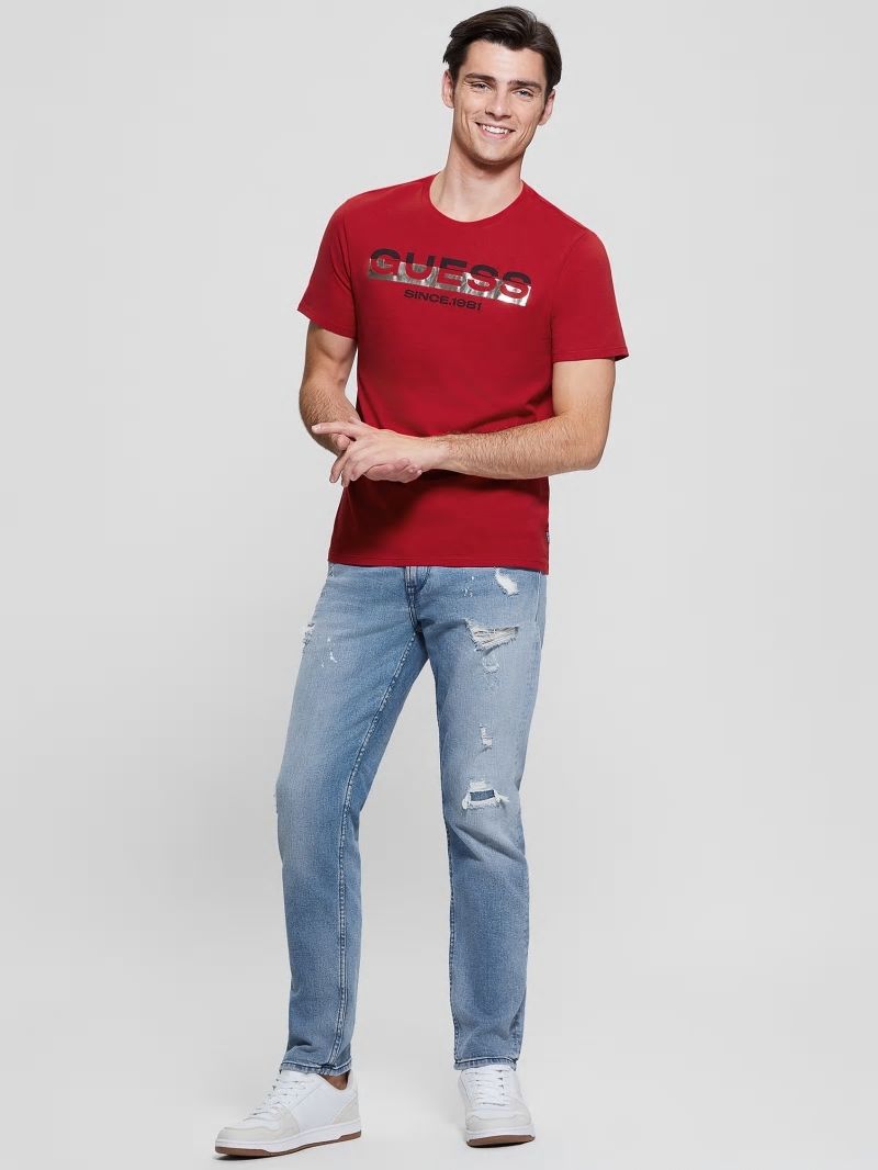 Guess Eco Metallic-Accented Tee - Chili Red Guess Eco Metallic-Accented Tee - Chili Red