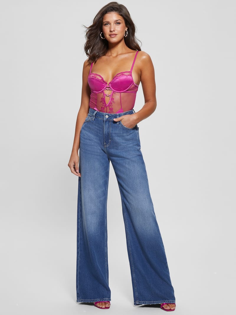 Guess Corynn Quattro G and Lace Bodysuit - Rhombus G Shiny Violet Guess Corynn Quattro G and Lace Bodysuit - Rhombus G Shiny Violet