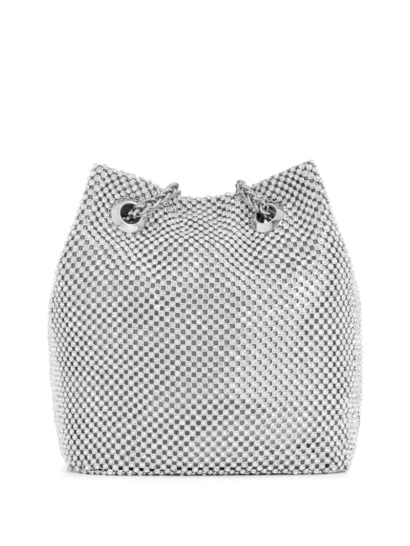 Guess Lua Rhinestone Mesh Mini Pouch Bag - Silver Guess Lua Rhinestone Mesh Mini Pouch Bag - Silver