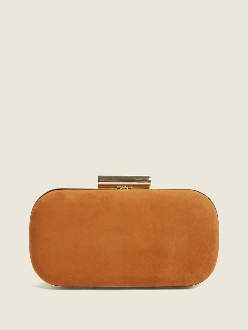 Guess Suede Leather Clutch - Cognac Guess Suede Leather Clutch - Cognac