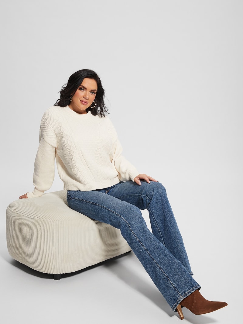Guess Seto Cable-Knit Chenille Sweater - Dove White Guess Seto Cable-Knit Chenille Sweater - Dove White