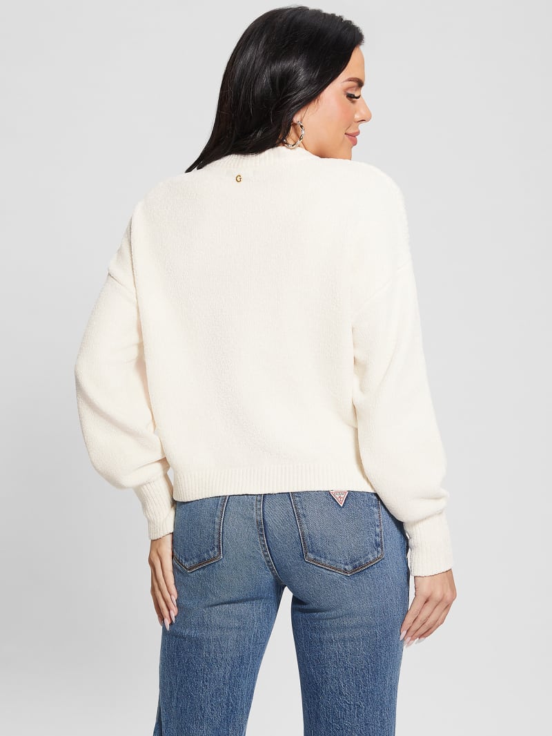 Guess Seto Cable-Knit Chenille Sweater - Dove White Guess Seto Cable-Knit Chenille Sweater - Dove White