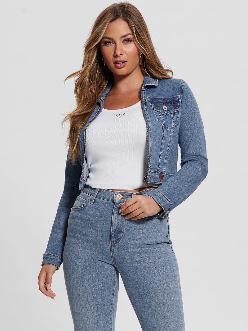 Guess Sexy Crop Denim Jacket - Boca Blue Guess Sexy Crop Denim Jacket - Boca Blue