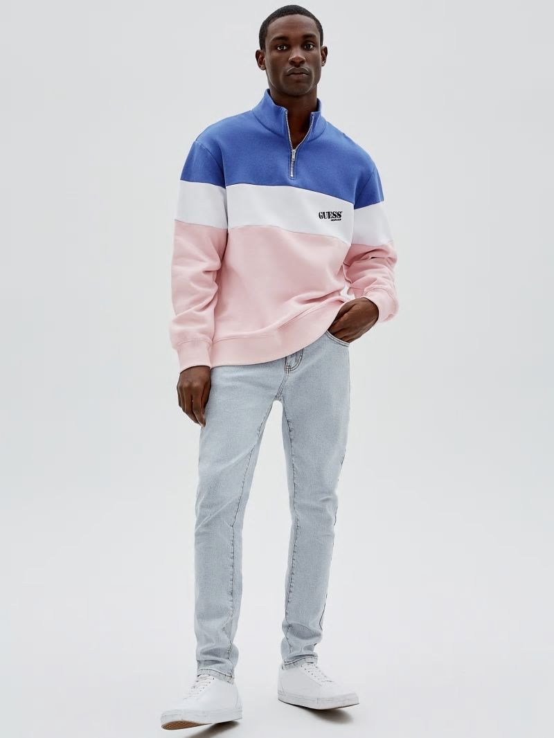 Guess GUESS Originals Half-Zip Pullover - Water Park Blue Multi Guess GUESS Originals Half-Zip Pullover - Water Park Blue Multi