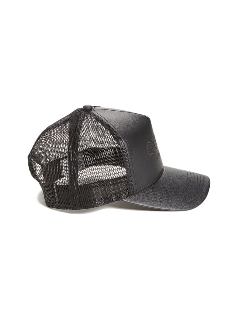 Guess Faux-Leather Trucker Hat - Black Guess Faux-Leather Trucker Hat - Black