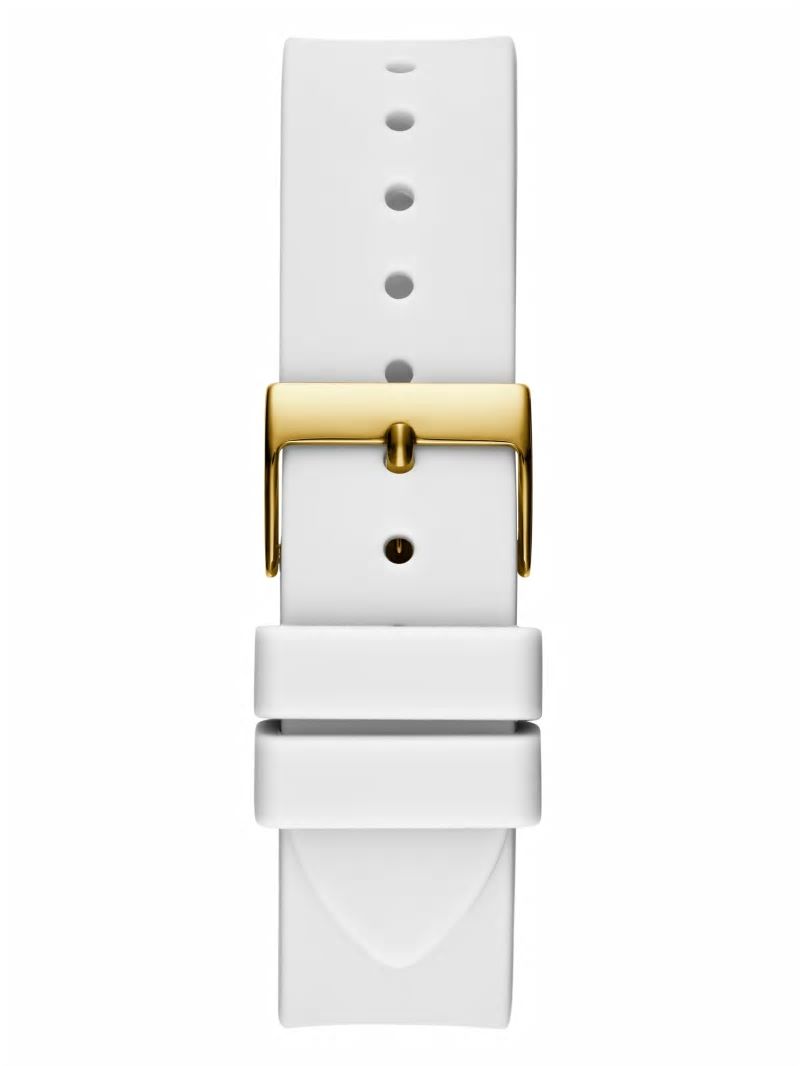 Guess Gold-Tone and White Silicone Multifunction Watch - White Multi Guess Gold-Tone and White Silicone Multifunction Watch - White Multi