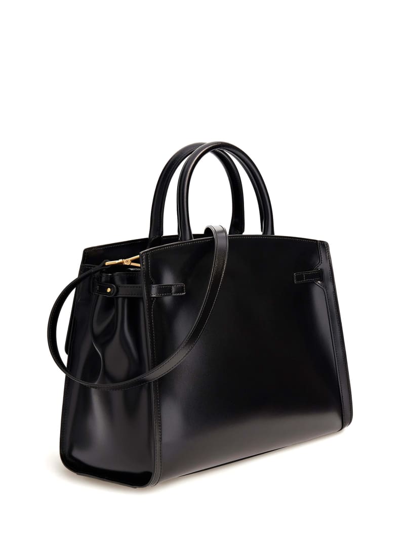 Guess Cristina Medium Leather Satchel - Black Floral Print Guess Cristina Medium Leather Satchel - Black Floral Print