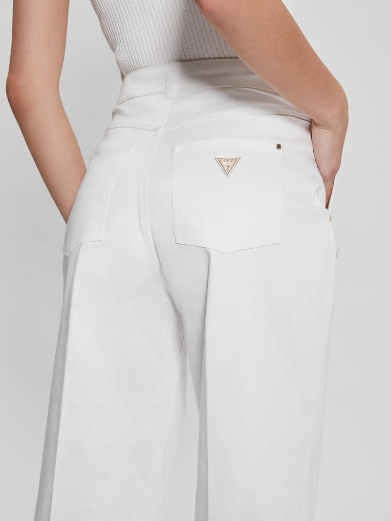 Guess Darma Satin High-Rise Wide-Leg Pants - Pure White Guess Darma Satin High-Rise Wide-Leg Pants - Pure White