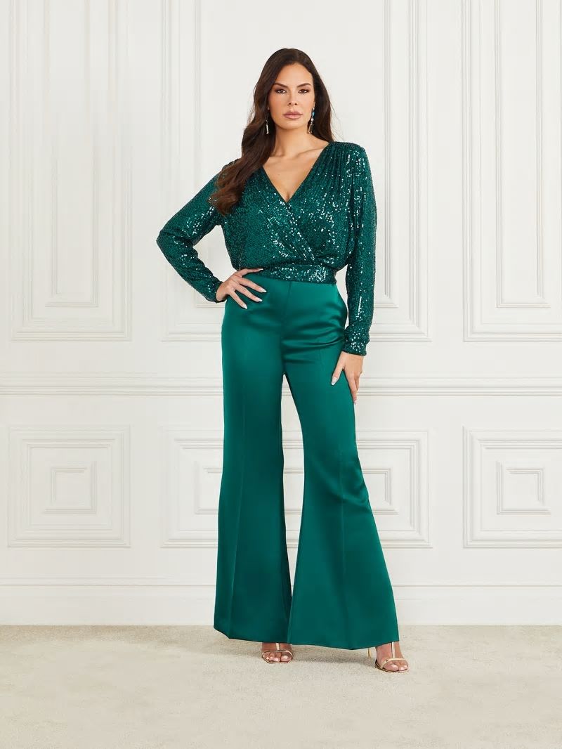 Guess Kellis Flare Pant - Ornate Teal Guess Kellis Flare Pant - Ornate Teal