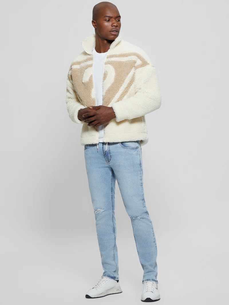 Guess GUESS Triangle Sherpa Jacket - Vanilla Cream Guess GUESS Triangle Sherpa Jacket - Vanilla Cream
