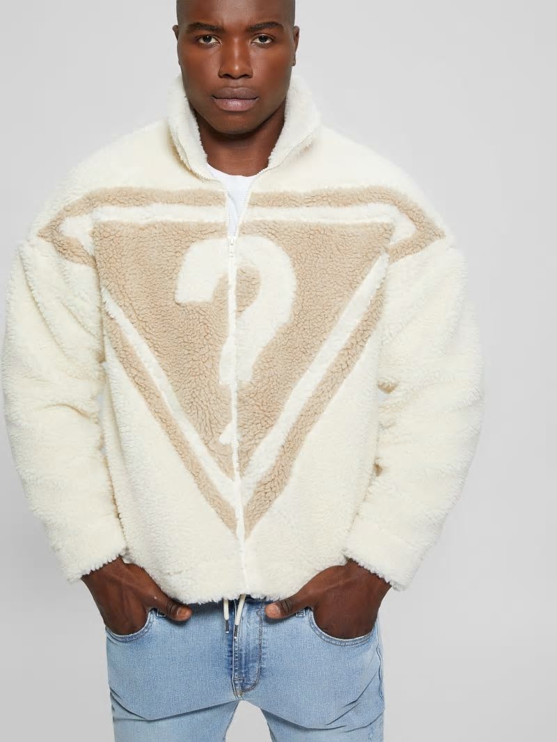 Guess GUESS Triangle Sherpa Jacket - Vanilla Cream Guess GUESS Triangle Sherpa Jacket - Vanilla Cream