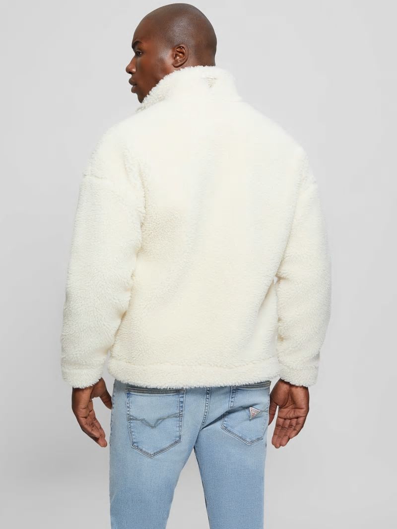 Guess GUESS Triangle Sherpa Jacket - Vanilla Cream Guess GUESS Triangle Sherpa Jacket - Vanilla Cream