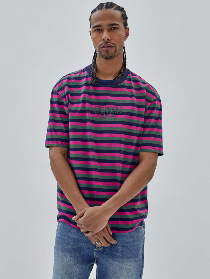 Guess GUESS Originals Eco Striped Tee - Cave Blue Multi Guess GUESS Originals Eco Striped Tee - Cave Blue Multi