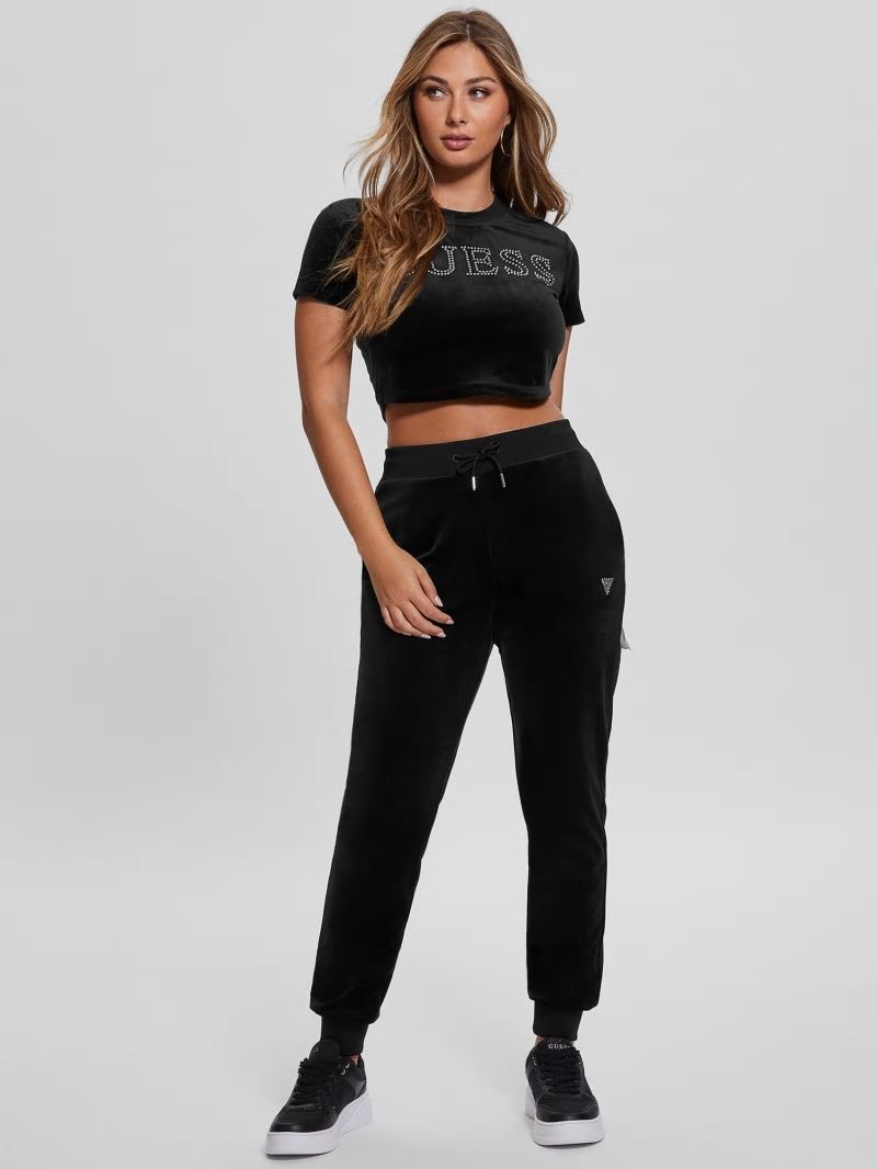Guess Eco Couture Signature Velvet Tee - Black Guess Eco Couture Signature Velvet Tee - Black