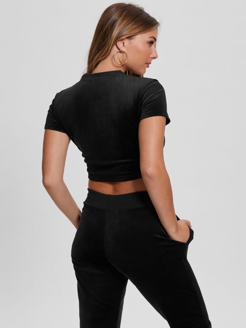 Guess Eco Couture Signature Velvet Tee - Black Guess Eco Couture Signature Velvet Tee - Black