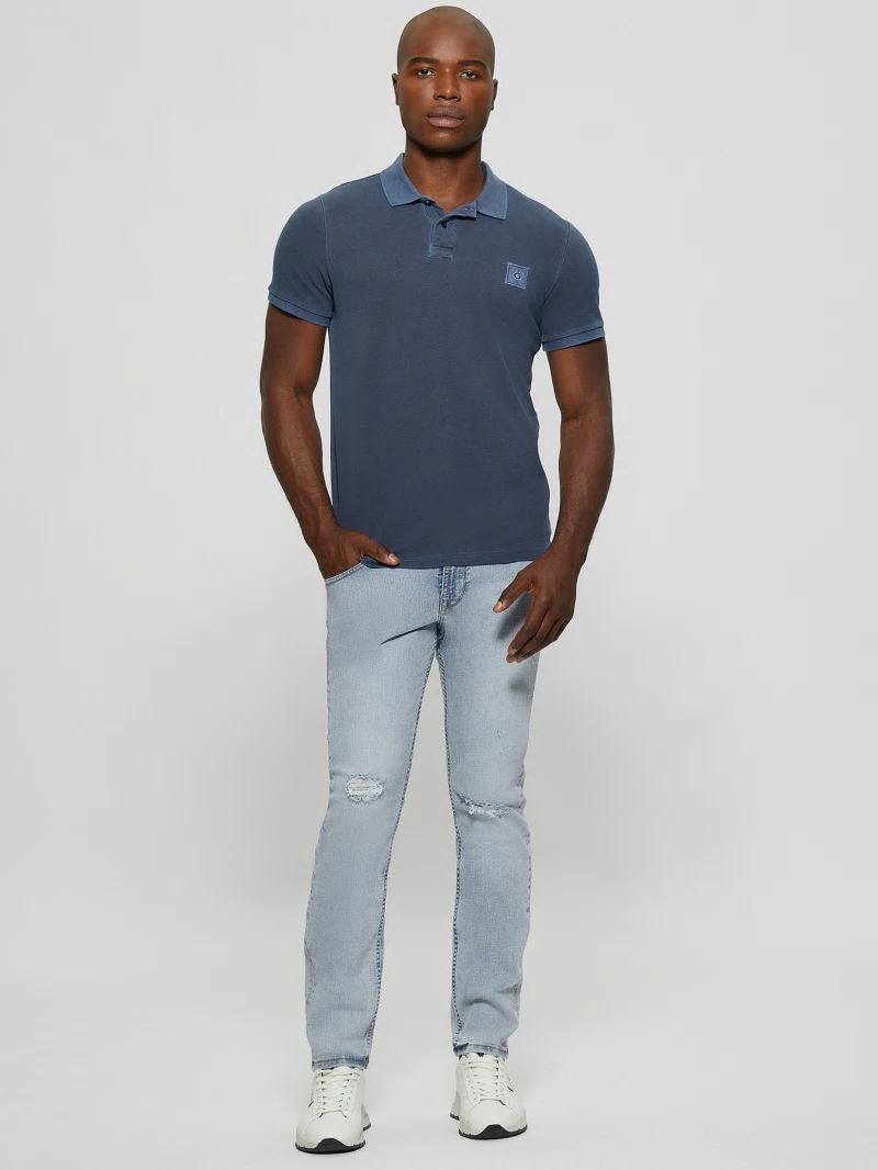 Guess Eco Washed Polo - Bleu éLéGant Guess Eco Washed Polo - Bleu éLéGant