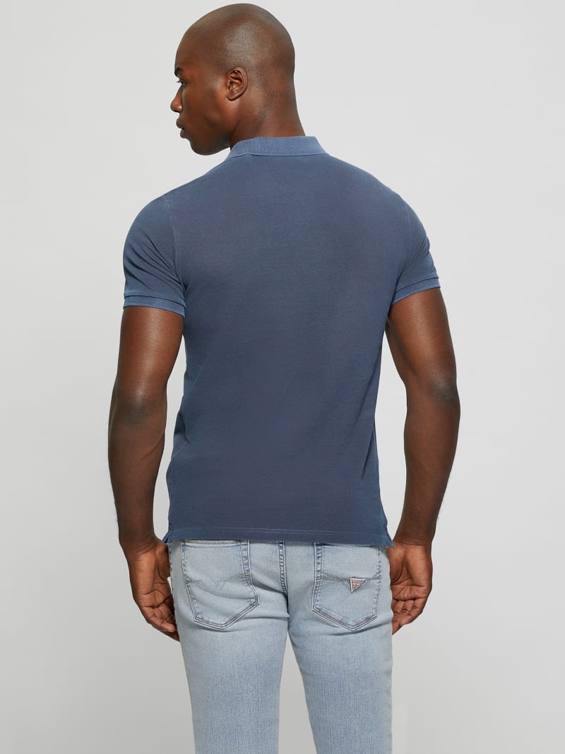 Guess Eco Washed Polo - Bleu éLéGant Guess Eco Washed Polo - Bleu éLéGant
