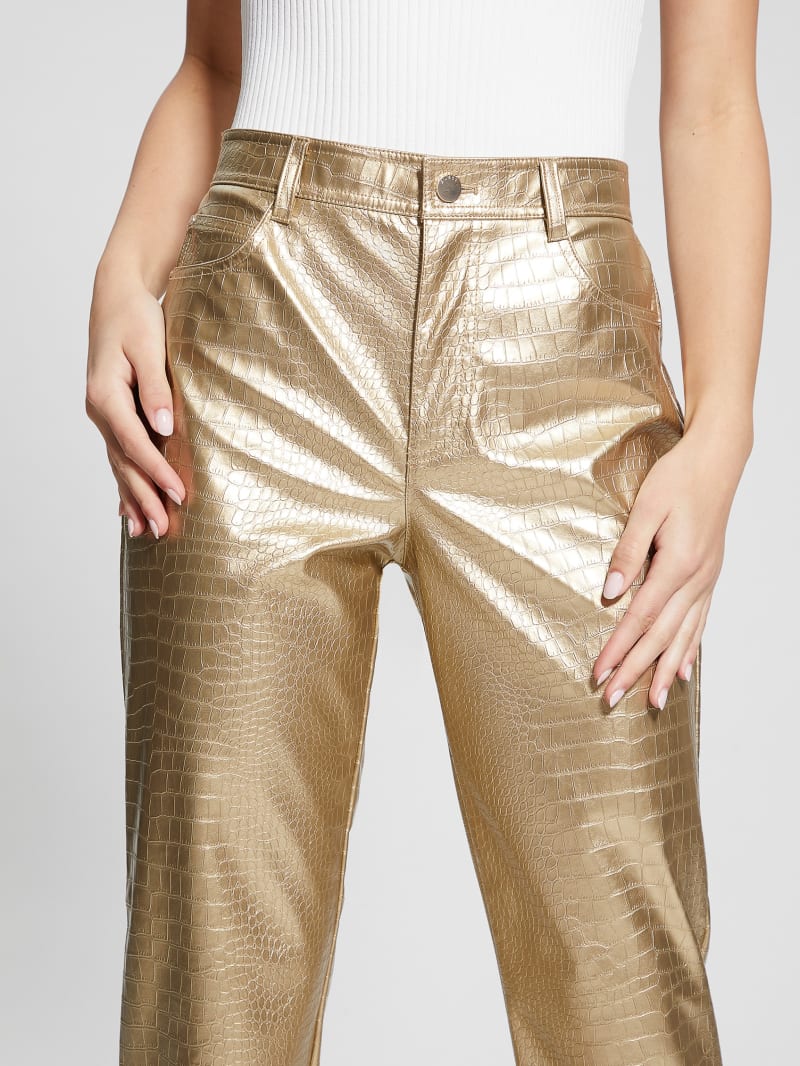 Guess Ambra Metallic Faux-Leather Pants - Light Gold Guess Ambra Metallic Faux-Leather Pants - Light Gold