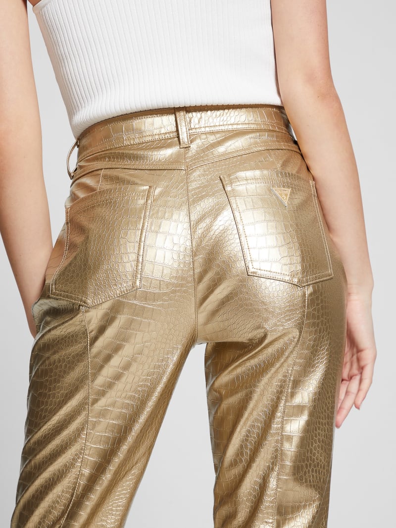 Guess Ambra Metallic Faux-Leather Pants - Light Gold Guess Ambra Metallic Faux-Leather Pants - Light Gold