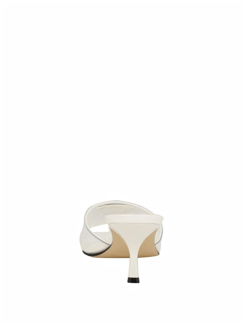 Guess Lusie Triangle Clear Kitten Mules - Wht Floral Guess Lusie Triangle Clear Kitten Mules - Wht Floral