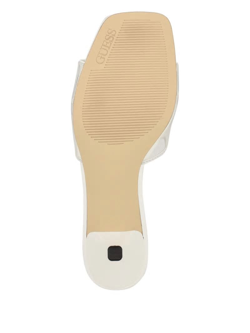 Guess Lusie Triangle Clear Kitten Mules - Wht Floral Guess Lusie Triangle Clear Kitten Mules - Wht Floral