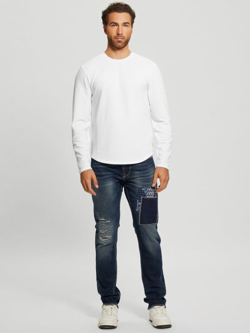 Guess Textured Long-sleeve Tee - Pure White Guess Textured Long-sleeve Tee - Pure White