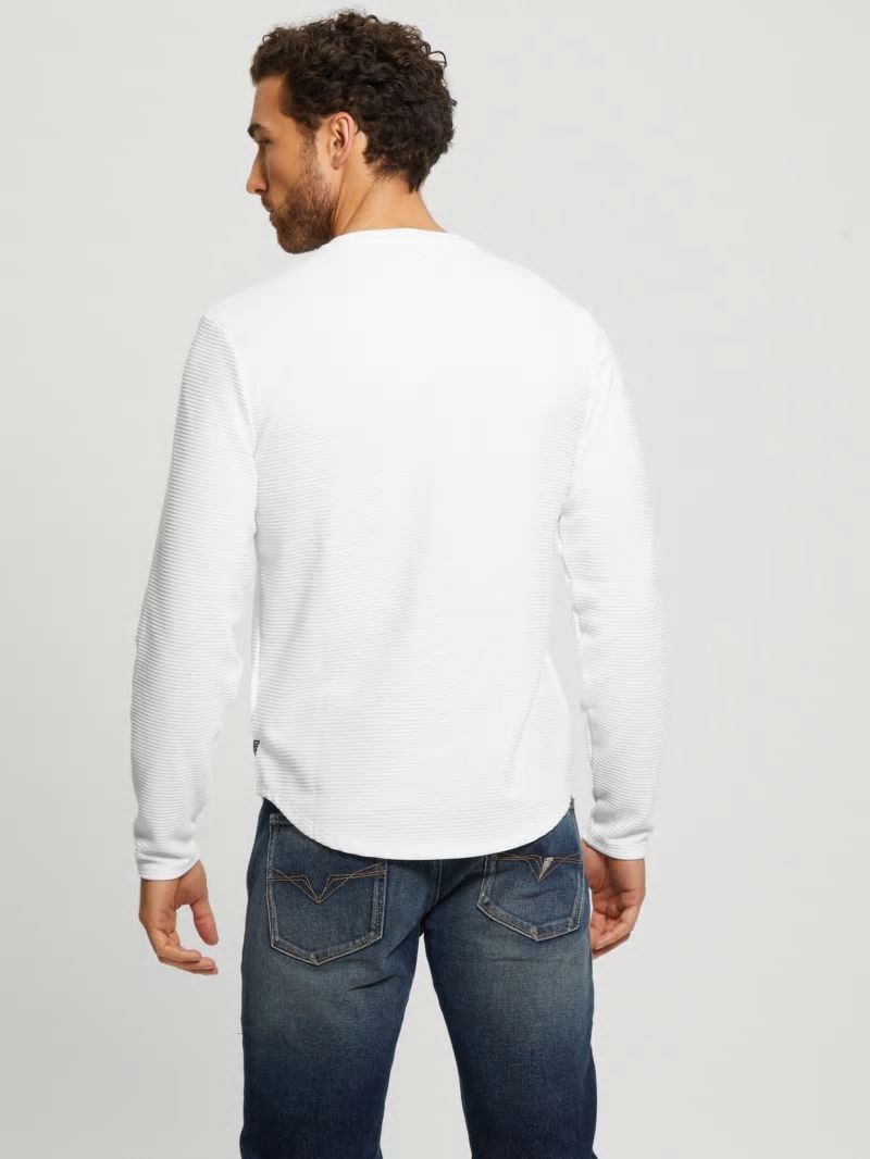 Guess Textured Long-sleeve Tee - Pure White Guess Textured Long-sleeve Tee - Pure White
