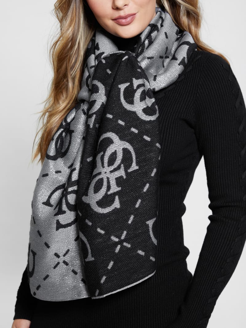 Guess Vikky Quattro G Monogram Scarf - Black Guess Vikky Quattro G Monogram Scarf - Black