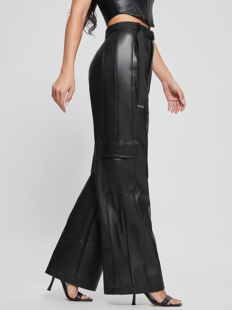 Guess Gwen Faux-Leather Cargo Pants - Jet Black Multi Guess Gwen Faux-Leather Cargo Pants - Jet Black Multi