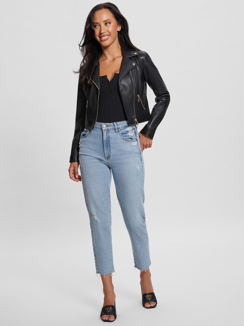 Guess Venom Cropped Moto Jacket - Jet Black Multi Guess Venom Cropped Moto Jacket - Jet Black Multi