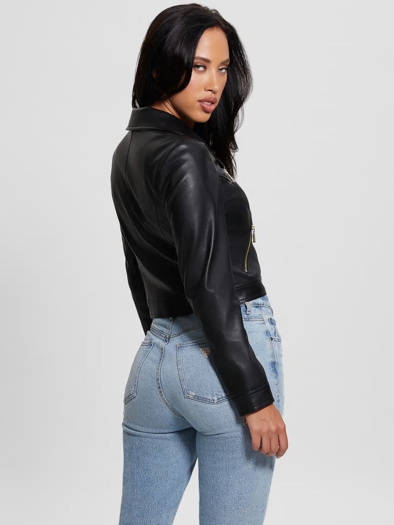 Guess Venom Cropped Moto Jacket - Jet Black Multi Guess Venom Cropped Moto Jacket - Jet Black Multi