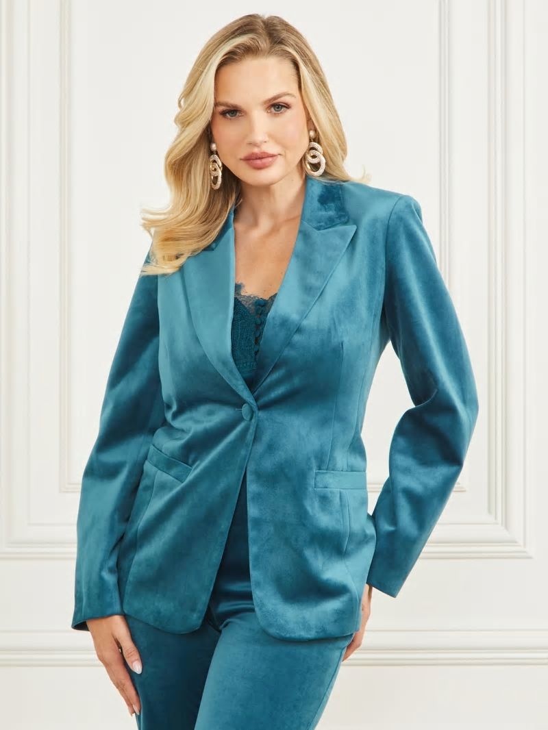 Guess Lilli Velvet Blazer - Blue Opal Guess Lilli Velvet Blazer - Blue Opal