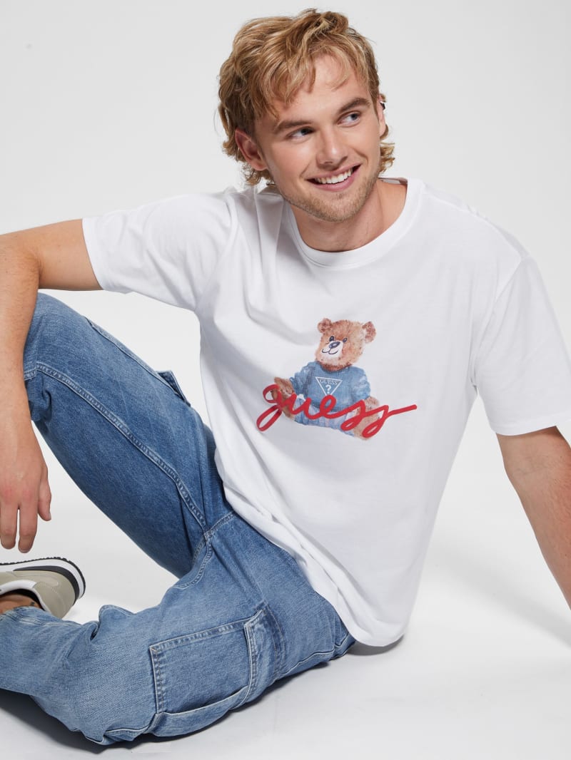 Guess Logo Bear Tee - Pure White Guess Logo Bear Tee - Pure White