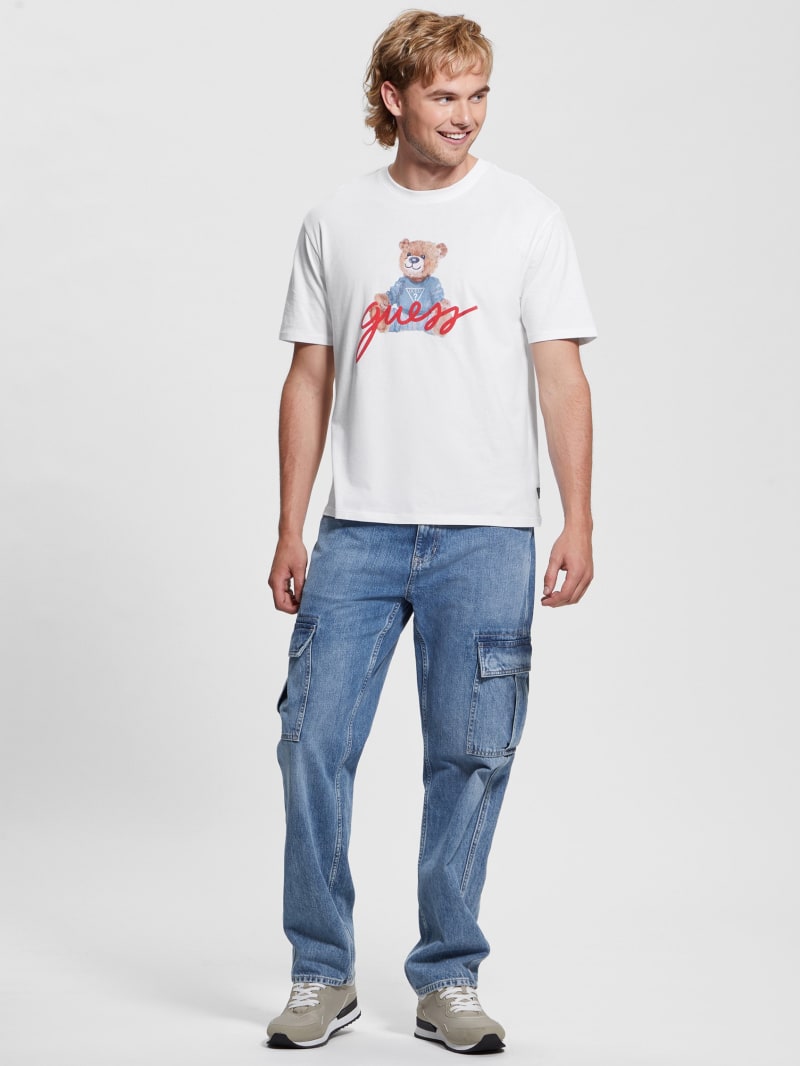 Guess Logo Bear Tee - Pure White Guess Logo Bear Tee - Pure White