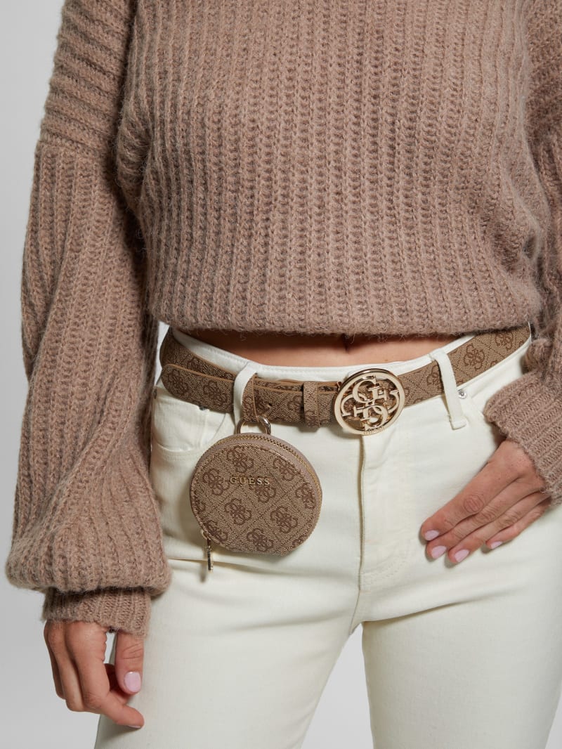Guess Belt and Keyring Gift Set - Latte Logo Guess Belt and Keyring Gift Set - Latte Logo