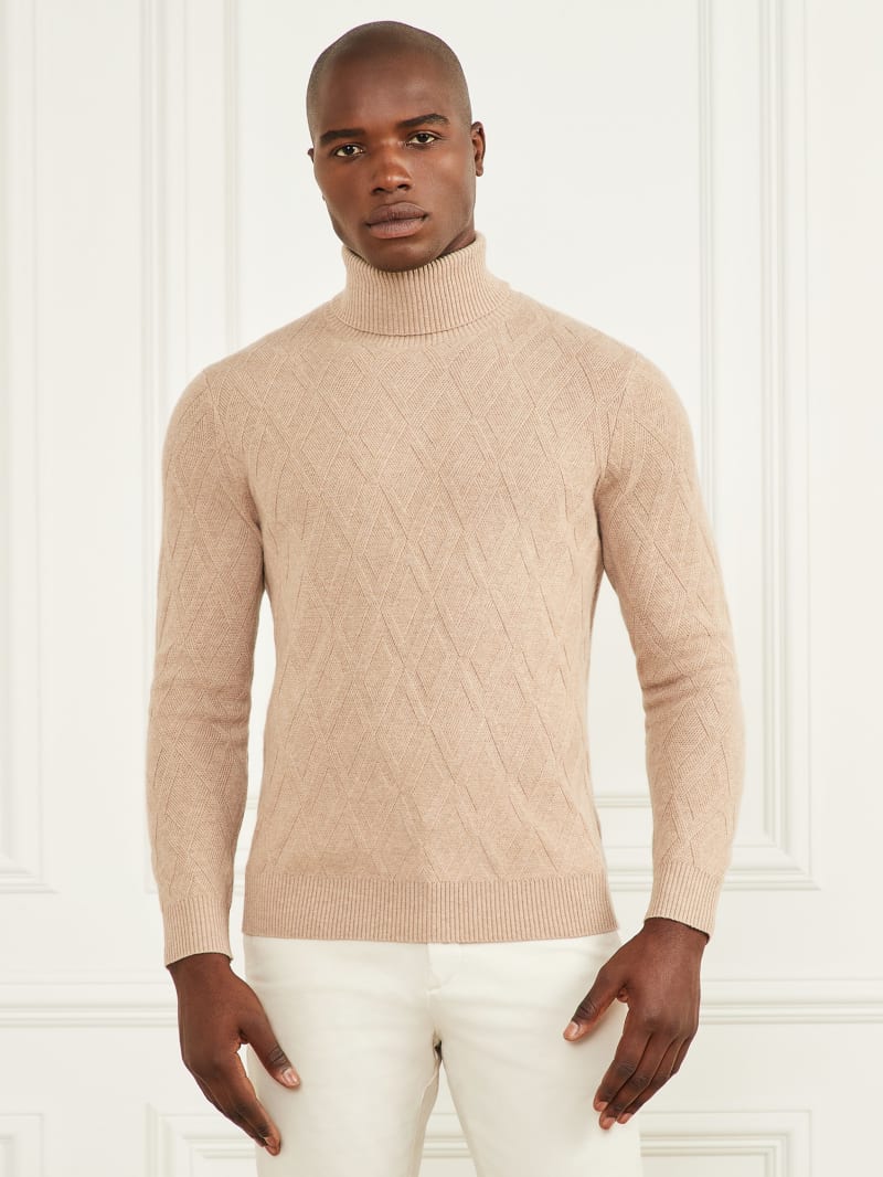 Guess Eco Rhombus Turtleneck Sweater - Herb Tan Guess Eco Rhombus Turtleneck Sweater - Herb Tan
