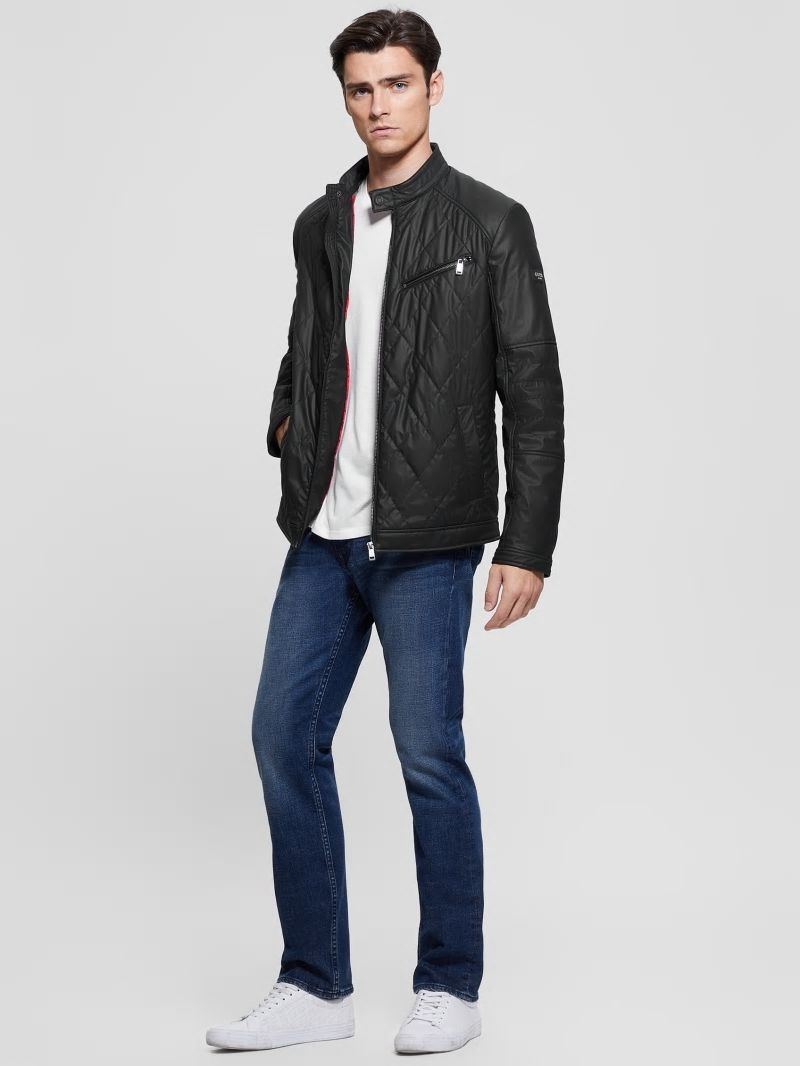 Guess Quilted Biker Jacket - Black Guess Quilted Biker Jacket - Black