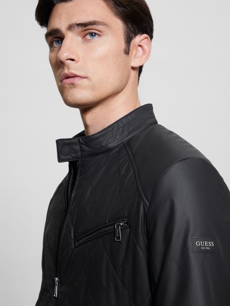 Guess Quilted Biker Jacket - Black Guess Quilted Biker Jacket - Black