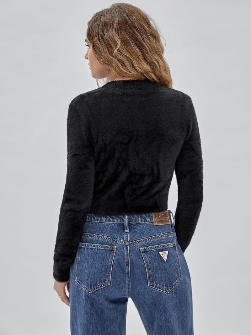 Guess GUESS Originals Fuzzy Cropped Cardigan - Black Guess GUESS Originals Fuzzy Cropped Cardigan - Black