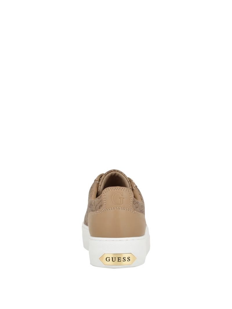 Guess Logo Print Low-Top Sneakers - Light Natural 110 Guess Logo Print Low-Top Sneakers - Light Natural 110