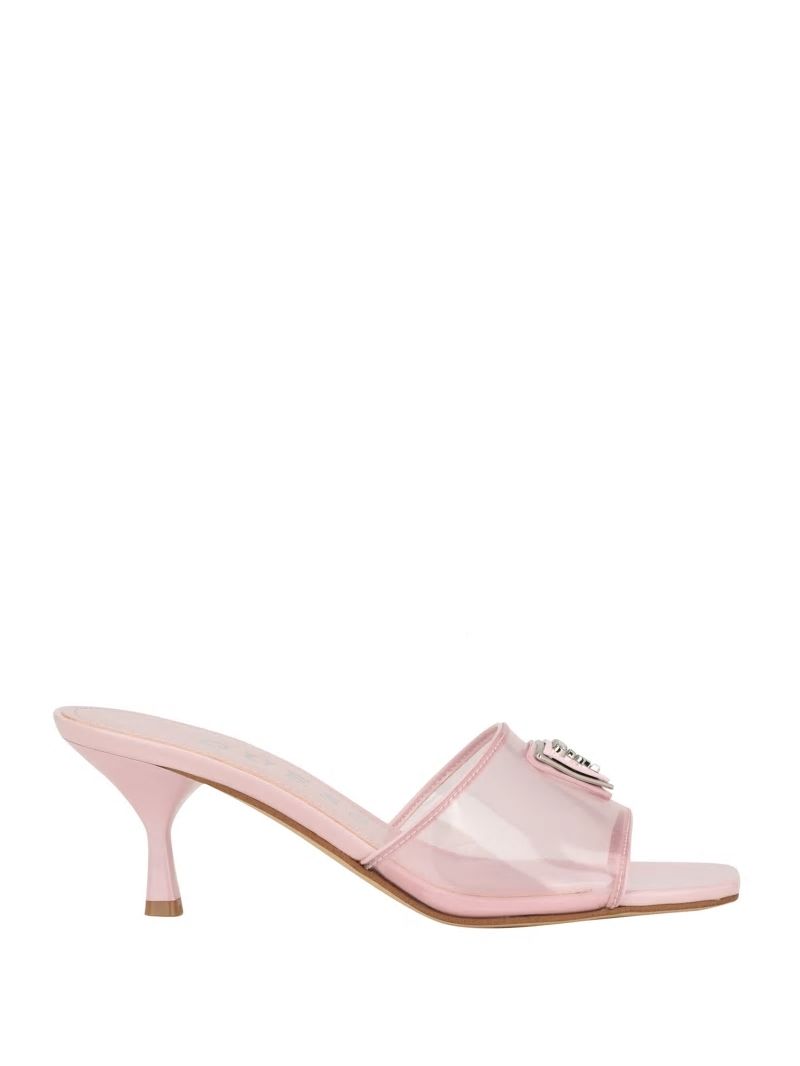 Guess Lusie Triangle Clear Kitten Mules - Light Pink 680 Guess Lusie Triangle Clear Kitten Mules - Light Pink 680