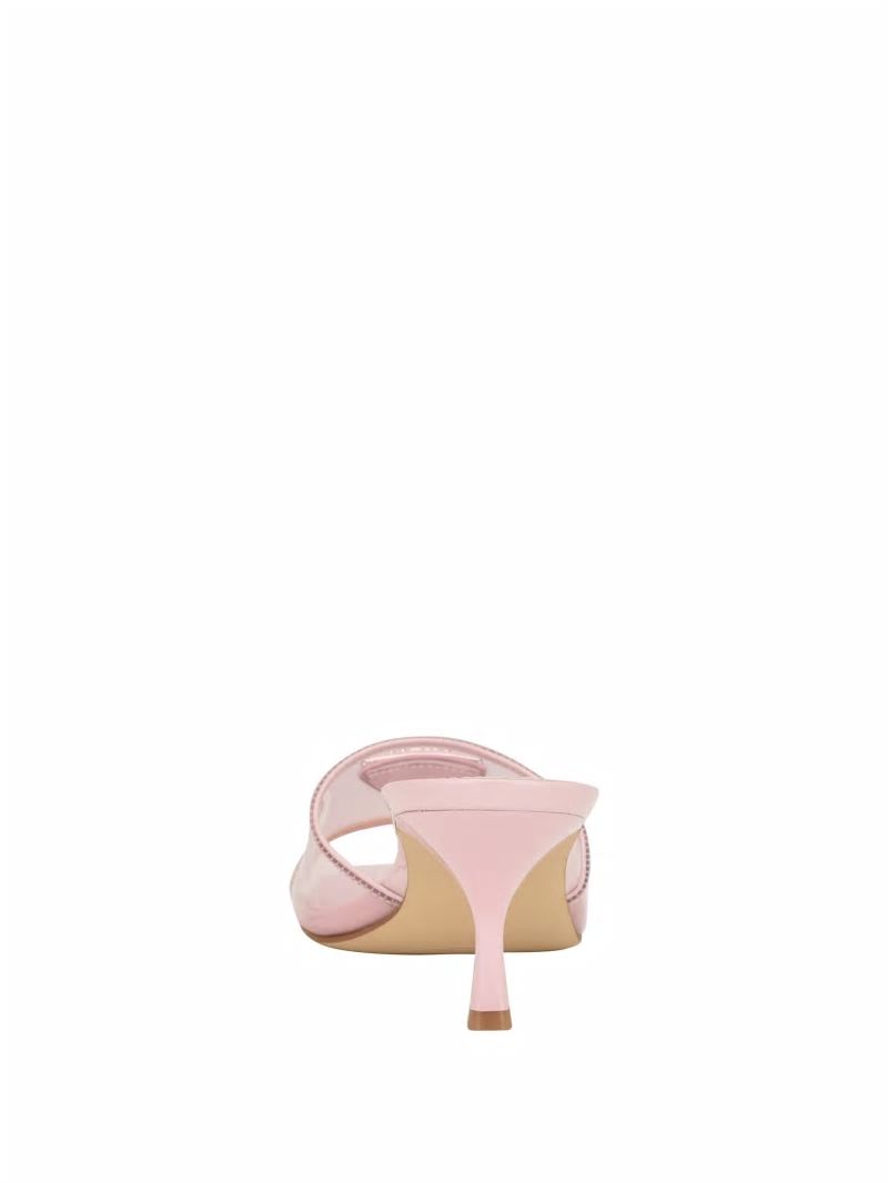 Guess Lusie Triangle Clear Kitten Mules - Light Pink 680 Guess Lusie Triangle Clear Kitten Mules - Light Pink 680