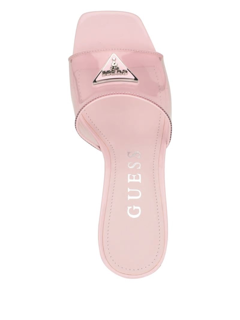 Guess Lusie Triangle Clear Kitten Mules - Light Pink 680 Guess Lusie Triangle Clear Kitten Mules - Light Pink 680