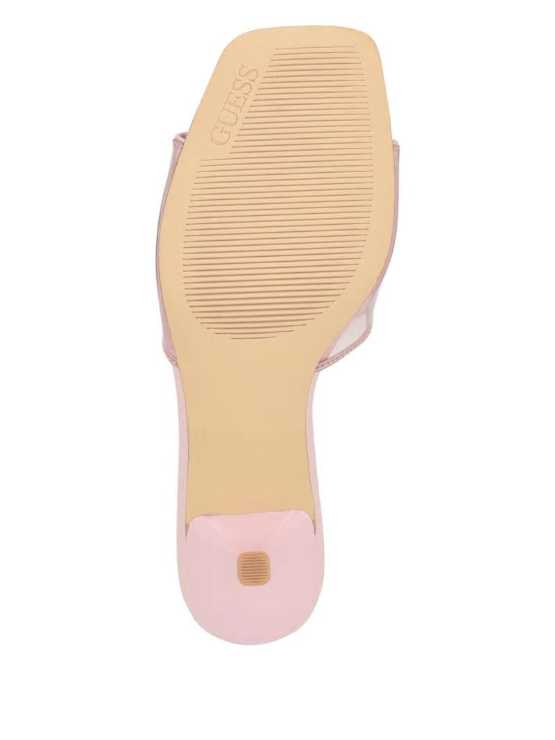 Guess Lusie Triangle Clear Kitten Mules - Light Pink 680 Guess Lusie Triangle Clear Kitten Mules - Light Pink 680