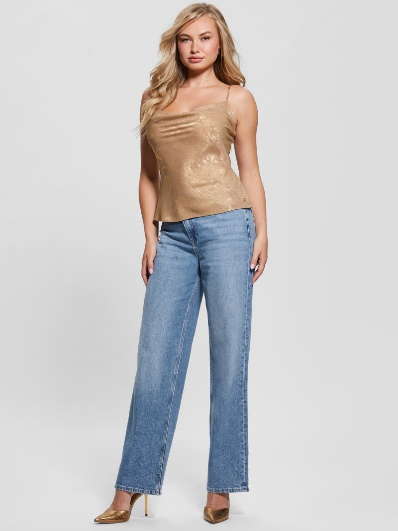 Guess Daria Metallic Chain Top - Gold Foil Combo Guess Daria Metallic Chain Top - Gold Foil Combo