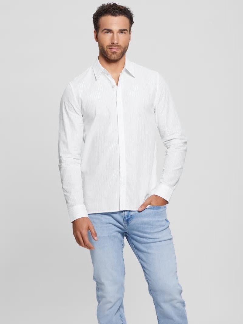 Guess Sunset Lurex Shirt - Yd Salt White Silver Lure Guess Sunset Lurex Shirt - Yd Salt White Silver Lure