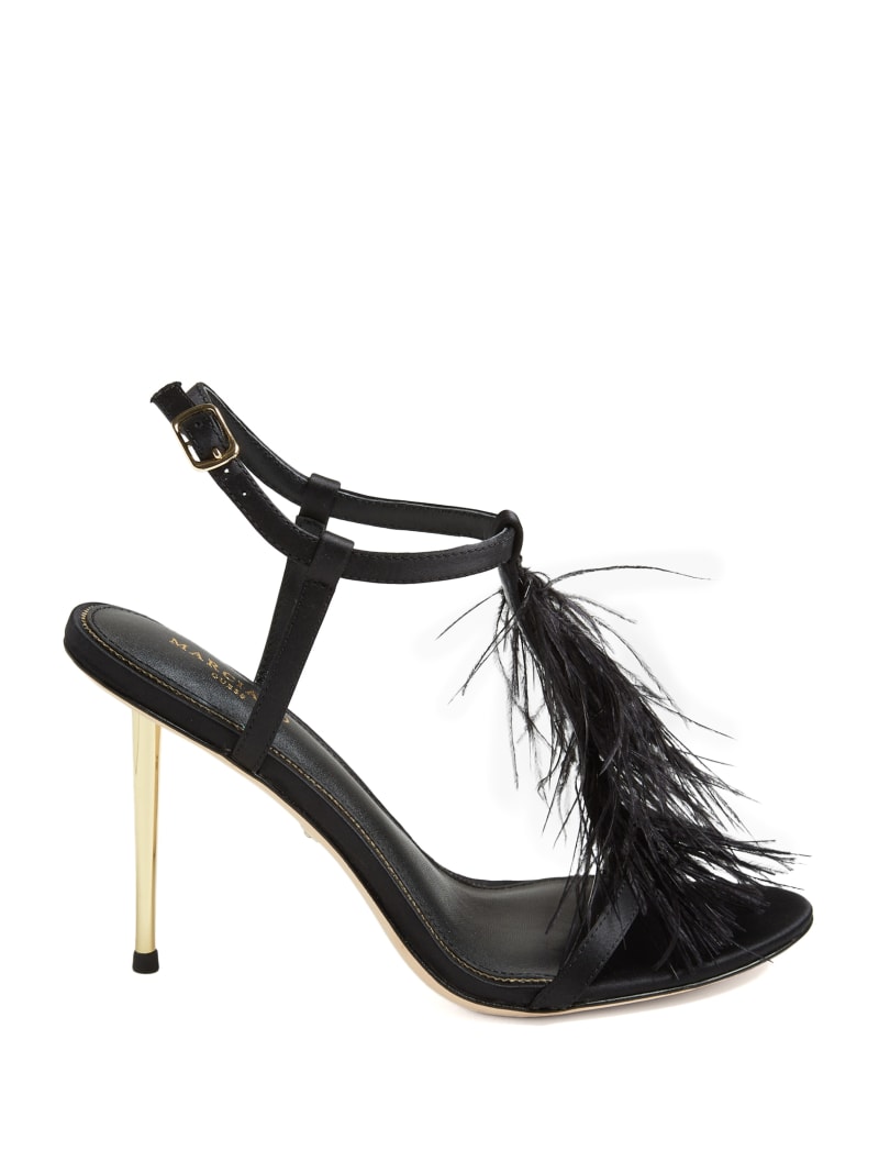 Guess Reyon Feather Satin Heel - Black Guess Reyon Feather Satin Heel - Black