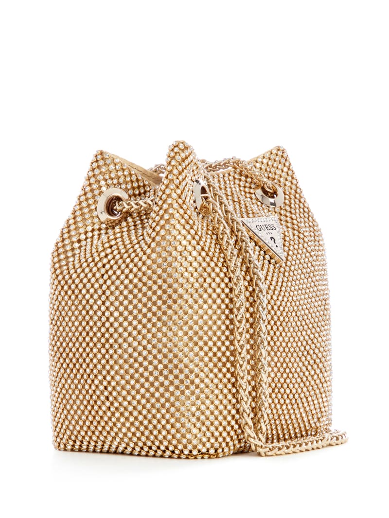 Guess Lua Rhinestone Mesh Mini Pouch Bag - Gold Guess Lua Rhinestone Mesh Mini Pouch Bag - Gold